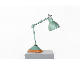 Bernard Albin Gras desk lamp model 207 hammered green 1930