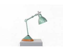 Lampe de bureau Bernard Albin Gras modèle 207 vert martelé 1930