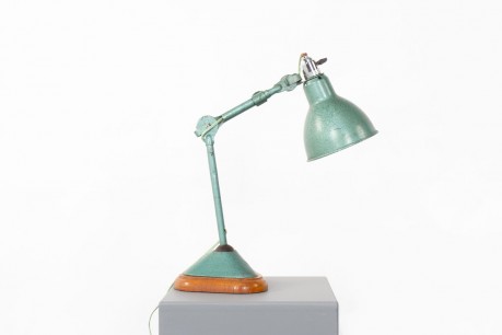 Bernard Albin Gras desk lamp model 207 hammered green 1930