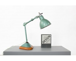 Lampe de bureau Bernard Albin Gras modèle 207 vert martelé 1930