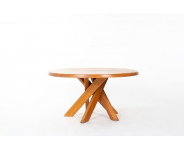 Pierre Chapo dining table T21 model in elm 1970
