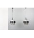 Pendant lights black metal and glass Italian design 1970 set of 2
