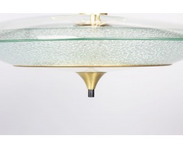 Pendant lamp in glass, brass and black metal Italian design 1950