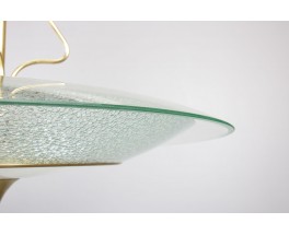 Pendant lamp in glass, brass and black metal Italian design 1950