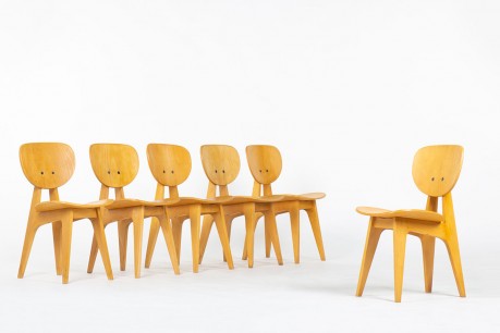 Junzo Sakakura chairs modèle 3221 edition Tendo Mokko 1953 set of 6