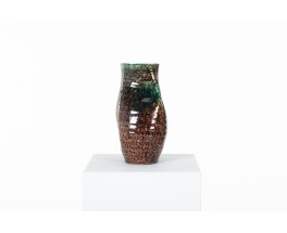 Vase from Accolay in brown ceramic 1950