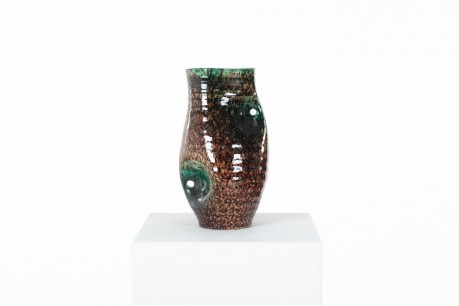 Vase Accolay en céramique marron  1950