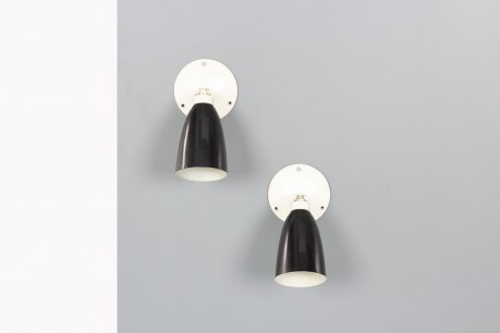 Black and white metal wall lights 1950 set of 2