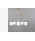 Suspension 5 feux en teck et opaline 1950