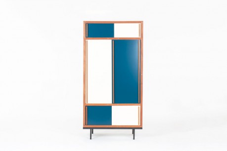 Andre Sornay wardrobe in mahogany and white lacquer 1960