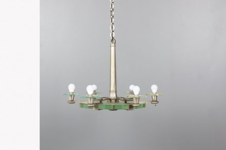 J Coduré pendant light in bronze and glass 1930
