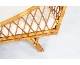 Daybed en rotin et tissu beige 1950