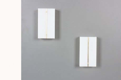 Wall lights in brass and plexiglas 1950 set of 2