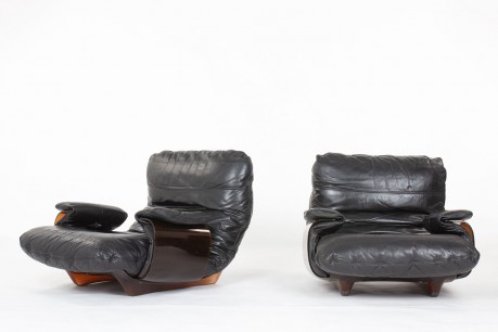 Michel Ducaroy armchairs model Marsala in leather edition Ligne Roset 1970 set of 2
