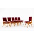 Maurice Pre chairs in mahogany and velvet 1950 set of 6