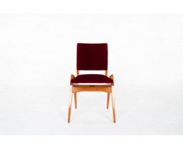 Maurice Pre chairs in mahogany and velvet 1950 set of 6