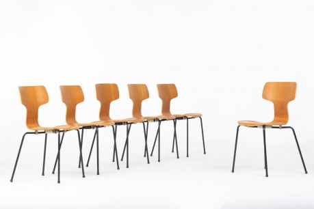 Arne Jacobsen chairs model Hammer 3103 edition Fritz Hansen 1960 set of 6