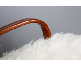 Fauteuils Jindrich Halabala modèle H269 mouton islandais et hêtre 1930 set de 2