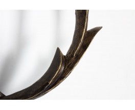 Appliques en bronze et raphia 1960 set de 2