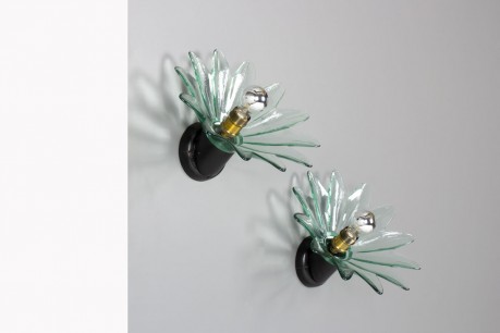 Appliques en verre design Italien 1970 set de 2
