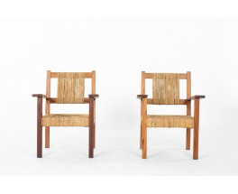 Fauteuils Francis Jourdain en bois et corde 1930 set de 2