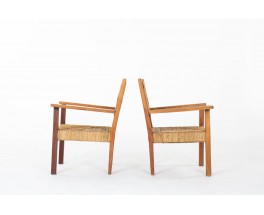 Fauteuils Francis Jourdain en bois et corde 1930 set de 2