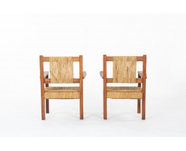 Fauteuils Francis Jourdain en bois et corde 1930 set de 2