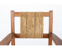 Fauteuils Francis Jourdain en bois et corde 1930 set de 2