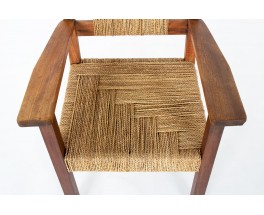 Fauteuils Francis Jourdain en bois et corde 1930 set de 2