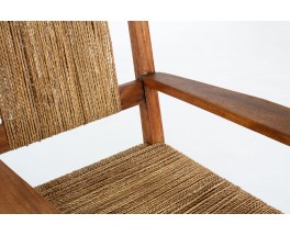 Fauteuils Francis Jourdain en bois et corde 1930 set de 2