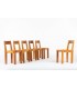 Chaises Pierre Chapo modèle S24 en orme et cuir marron 1980 set of 6