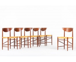 Chaises Peter Hvidt et Orla Molgaard-Nielsen modèle 316 édition Soborg Mobelfabrik 1960 set of 6
