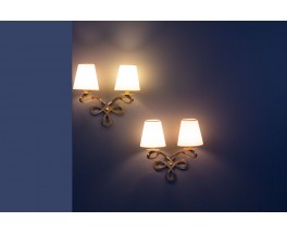 Bronze wall lights by Raymond Subes 1950 set of 2