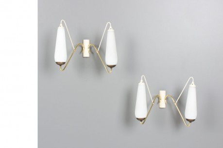 Appliques en laiton 1950 set de 2