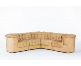 Canapé modèle DS 11 en cuir marron 5 éléments édition De Sède 1970