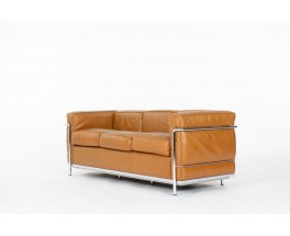 Le Corbusier sofa model LC2 in leather edition Cassina 1970