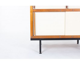 Andre Sornay wardrobe in mahogany and beige panels 1960