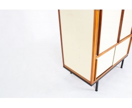 Andre Sornay wardrobe in mahogany and beige panels 1960