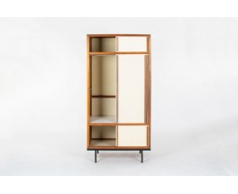 Armoire André Sornay en acajou et panneaux beige 1960