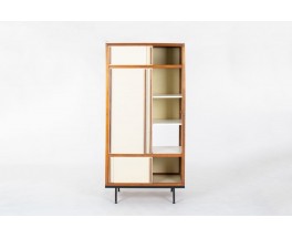 Andre Sornay wardrobe in mahogany and beige panels 1960