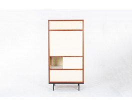 Andre Sornay wardrobe in mahogany and beige panels 1960