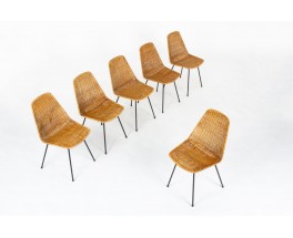Gian Franco Legler chairs model Basket edition Pierantonio Bonacina 1950 set of 6