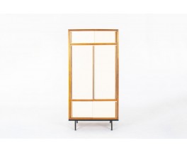 Andre Sornay wardrobe in mahogany and beige panels 1960