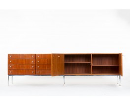 Luigi Bartolini sideboard in mahogany and chrome handles 1960