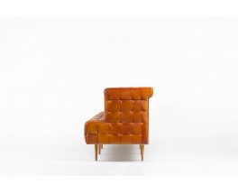 Vintage leather bench, unique custom-made piece, 1980