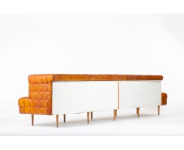 Vintage leather bench, unique custom-made piece, 1980