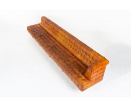 Vintage leather bench, unique custom-made piece, 1980
