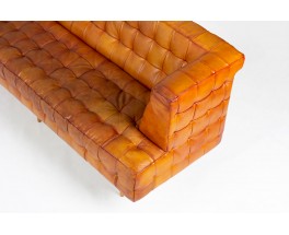 Vintage leather bench, unique custom-made piece, 1980