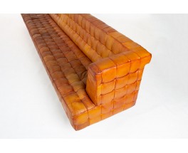 Vintage leather bench, unique custom-made piece, 1980