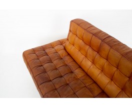 Vintage leather bench, unique custom-made piece, 1980